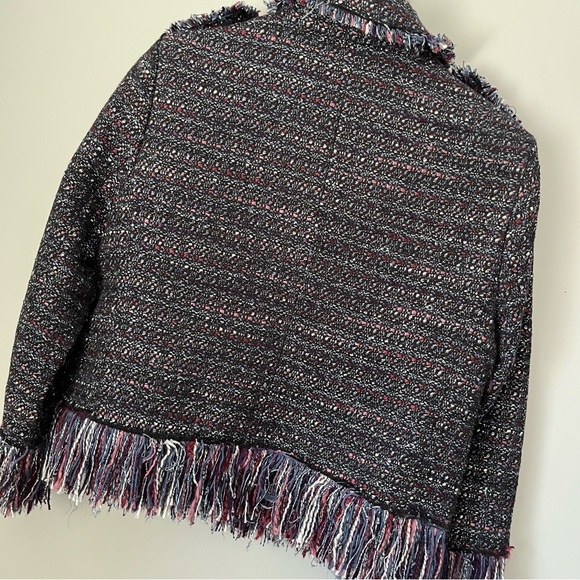 For The Republic Multicolored Rock N Roll Tweed Fringe Hem Blazer Jacket Size 8P - Picture 14 of 15